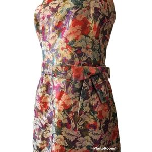 Mini Dress Women’s Size 12 Metallic Floral Strapless Sheath